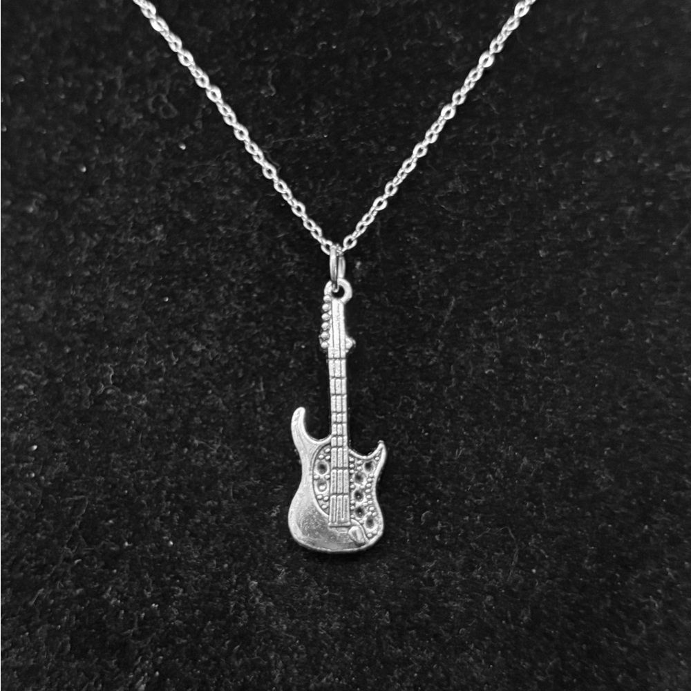 Silver Guitar Pendant Necklace